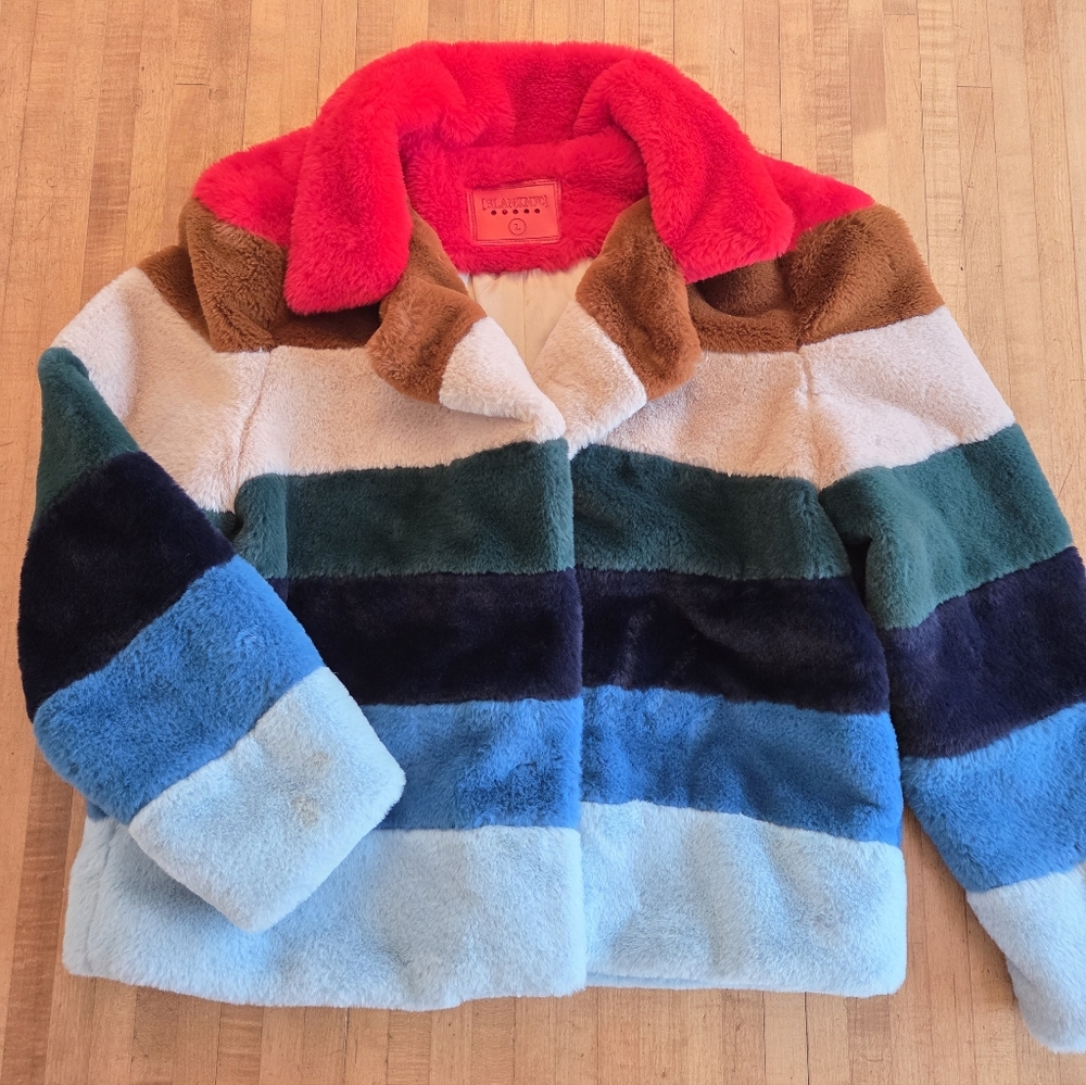 Blank NYC Multicolor Faux Fur Jacket Size L - Picture 8 of 14